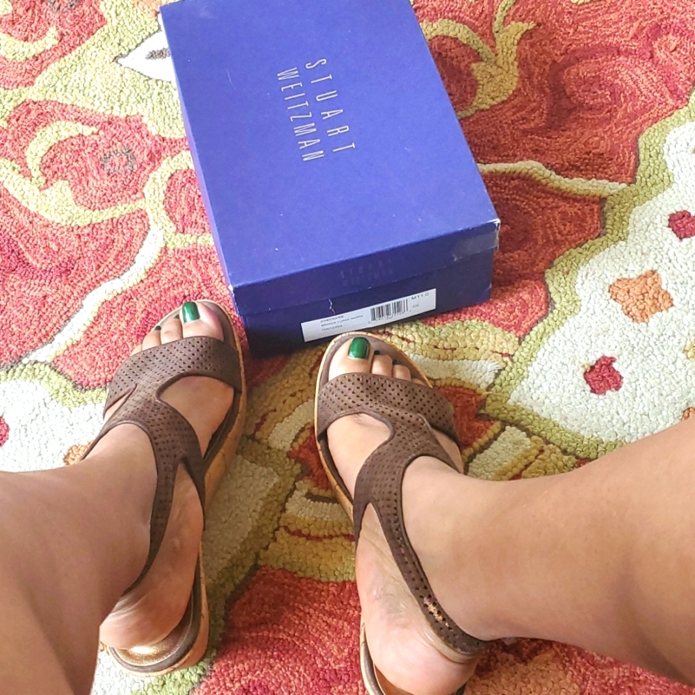Stuart Weitzman Checkers Bronze Sandal 11M